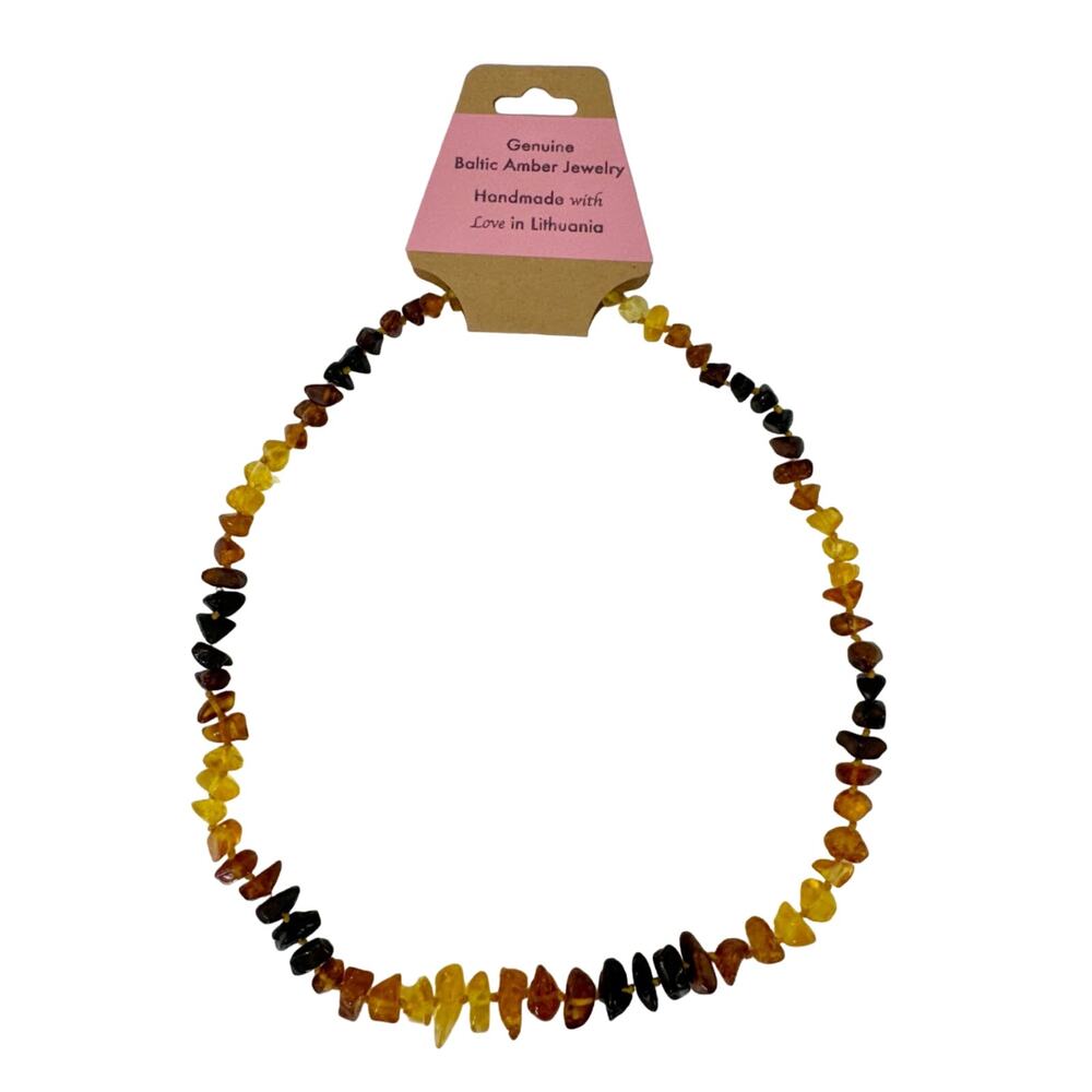 Baltic Amber Necklace Gradient Multi-Color Knotted Polished (N960)